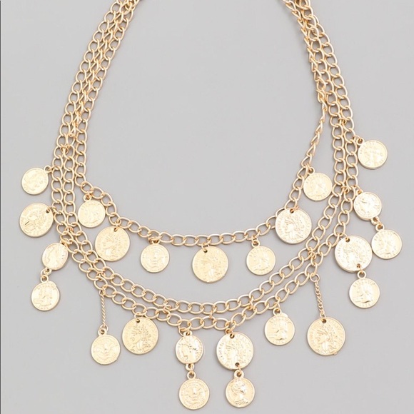 Coined Tiered Gold Necklace - Picture 6 of 8